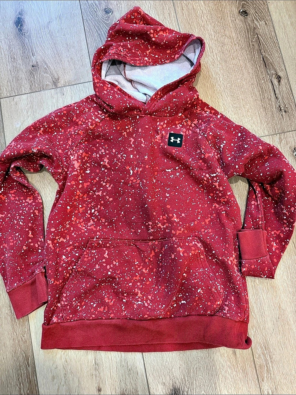 Under Armour Boys Medium Abstract Splatter Hoodie Red
